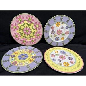 Set of 4 Mary Mary Quite Contrary Gorham 8”Dessert lunch Plates pastel Easter